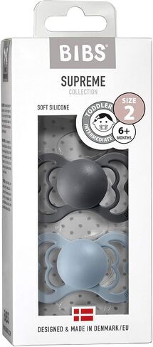BIBS Pacifiers - Supreme Collection | BPA-Free Baby Pacifier | Made in Denmark | Set of 2 Blush Color Premium Soothers | Size 0-6 Months in Saudi Arabia