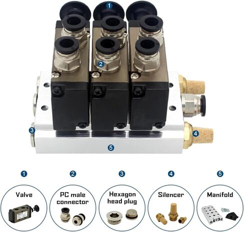 4L210-08 4R210-08 Manual valve 2 Way 5 Position Push and pull Pneumatic switch of directional valve Combination Valve Manifold(12mm in 10mm out,6 Stations) in Saudi Arabia