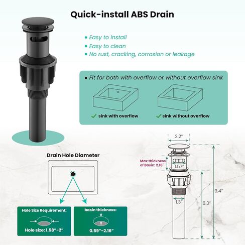 gotonovo 3 Hole 2 Handles Lavatory Basin Bathroom Sink Faucet with Pop Up Drain with Hot and Cold Mixer Valves 8 Inch Widespread Bathroom Faucet Matte Black in Saudi Arabia