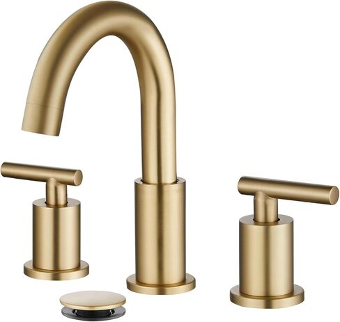 Gotonovo 3 Hole 2 مقابض الحوض الحمام الحمام الحمام صنبور مع صرف منبثقة مع صمامات الخلاط الساخنة والباردة 8 بوصة الحمام الحمام غير لامع أسود in Kuwait