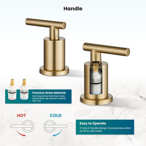 Gotonovo 3 Hole 2 مقابض الحوض الحمام الحمام الحمام صنبور مع صرف منبثقة مع صمامات الخلاط الساخنة والباردة 8 بوصة الحمام الحمام غير لامع أسود in Kuwait