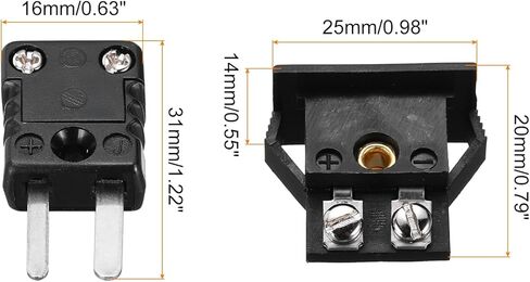 Meccanixity j Type Thermocouple Wire Connectors Male Slip مع لوحة Mount Mini Socket 220 درجة مئوية (428 درجة فهرنهايت) لمستشعر الحرارية 4 مجموعة in Kuwait