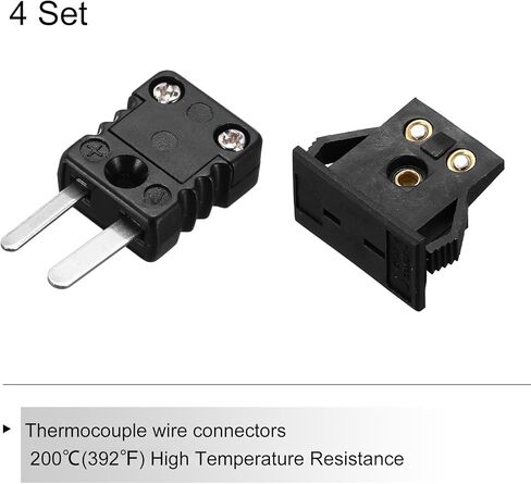 Meccanixity j Type Thermocouple Wire Connectors Male Slip مع لوحة Mount Mini Socket 220 درجة مئوية (428 درجة فهرنهايت) لمستشعر الحرارية 4 مجموعة in Kuwait