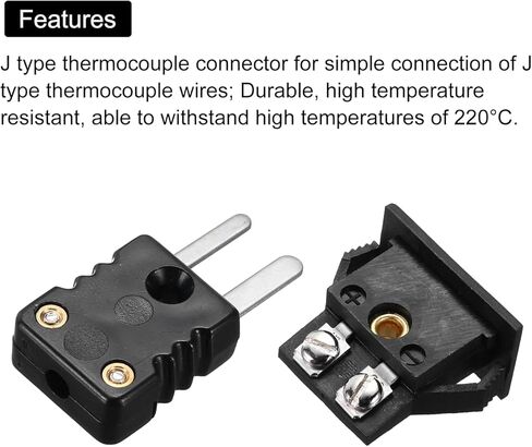 Meccanixity j Type Thermocouple Wire Connectors Male Slip مع لوحة Mount Mini Socket 220 درجة مئوية (428 درجة فهرنهايت) لمستشعر الحرارية 4 مجموعة in Kuwait