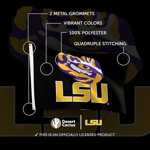 Desert Cactus LSU 100% Polyester Indoor Outdoor 3x5 feet Banner Tigers Geaux Louisiana State University (Flag H) in Saudi Arabia