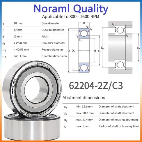1PCs تحمل 62303-2RS 62303-2Z 62204-2RS 62204-2Z محمل كرة أخدود عميق (62204-2ZP5C3) in Kuwait