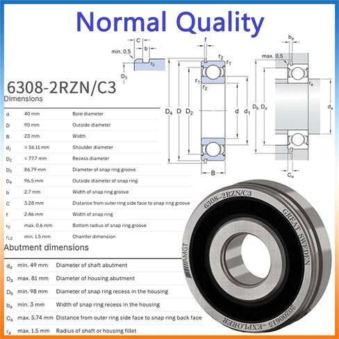 1Pcs Bearing 6308 6308-2RS 6308-2Z 6308-2ZN 6308NR 6308-2RSNR Deep Groove Ball Bearing(6308N-2ZP5C3) in Kuwait