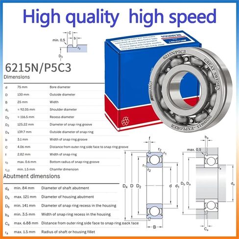 1PCs تحمل 6215 6215-2RS 6215-2Z 6215-2ZN 6215NR 6215-2RSNR محمل كرة أخدود عميق (6215NC3) in Kuwait