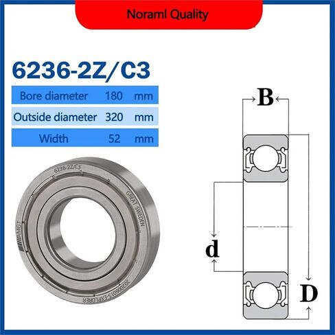 1PCs تحمل 6236 6236-2RS 6236-2Z 6236-2ZN 6236NR 6236-2RSNR محمل كرة أخدود عميق (6236N-2RSP5C3) in Kuwait