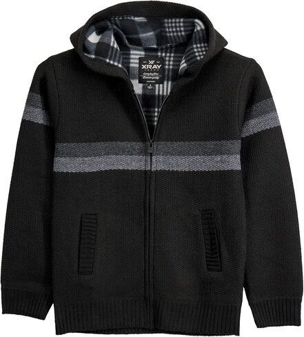 X Ray Boys (6-12) zip fleece fleece flannel بطانة مع غطاء محرك السيارة ، سترة متماسكة للأطفال لفصل الربيع والخريف والشتاء in Kuwait