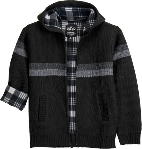 X Ray Boys (6-12) zip fleece fleece flannel بطانة مع غطاء محرك السيارة ، سترة متماسكة للأطفال لفصل الربيع والخريف والشتاء in Kuwait