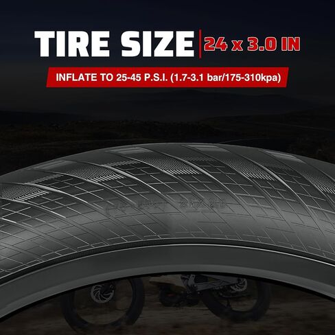 MEGHNA Fat Bike Tire 20/24 x 3.0 inch Mountain Bike Fat Tire 20/24 inch Heavy Duty Arrow Grooves Anti-Slip Foldable Replacement All Terrain Tire for Mountain Snow Kids Bike Beach Cruiser E-Bike in Saudi Arabia
