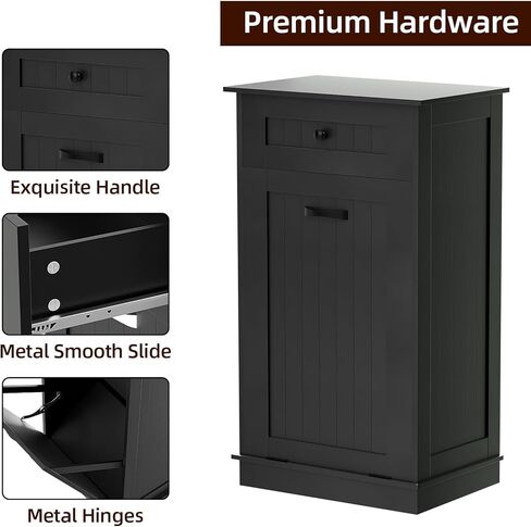 سلة مهملات قابلة للامالة للخارج من فيجن واردز، خزانة سلة مهملات خشبية للمطبخ، حامل سلة مهملات مقاوم للكلاب، جزيرة مطبخ مع سلة قمامة او سلة غسيل قابلة للامالة للخارج، اسود in Kuwait