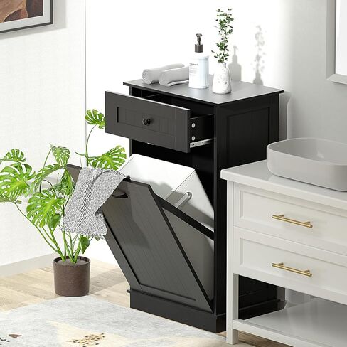 سلة مهملات قابلة للامالة للخارج من فيجن واردز، خزانة سلة مهملات خشبية للمطبخ، حامل سلة مهملات مقاوم للكلاب، جزيرة مطبخ مع سلة قمامة او سلة غسيل قابلة للامالة للخارج، اسود in Kuwait