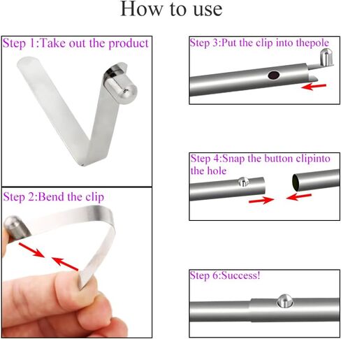 Kayak Paddle Spring Snap Clips Push Button Spring Snap Clip Button Clip Tent Pole Clips 8mm Diameter Solid Core Rust Proof for Kayak Paddles Hammock Stand Canopy Boat Oars 10 Pieces in Saudi Arabia