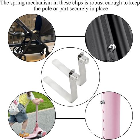 Kayak Paddle Spring Snap Clips Push Button Spring Snap Clip Button Clip Tent Pole Clips 8mm Diameter Solid Core Rust Proof for Kayak Paddles Hammock Stand Canopy Boat Oars 10 Pieces in Saudi Arabia