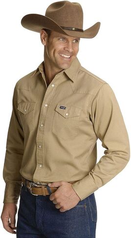 Wrangler Men's Western Long Sleeve Snap Firm Finish Work Shirt in Saudi Arabia