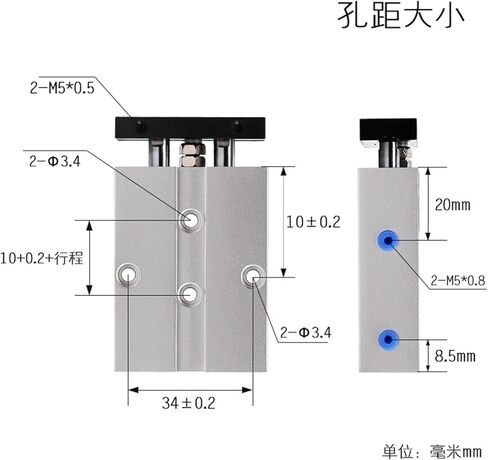 1pcs TN16/20 TDA16/20-70,80,90,100,125,150,175,200,250 Pneumatic air Twin-Rod Cylinder TN TDA Series(TDA16-250) in Kuwait