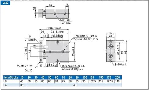TN TDA Double-Axle Pneumatic Cylinder/Double-Rod Cylinder TN25-60 TN25-75 TN25-100 TN25-125 TN25-150(TN25x150) in Saudi Arabia