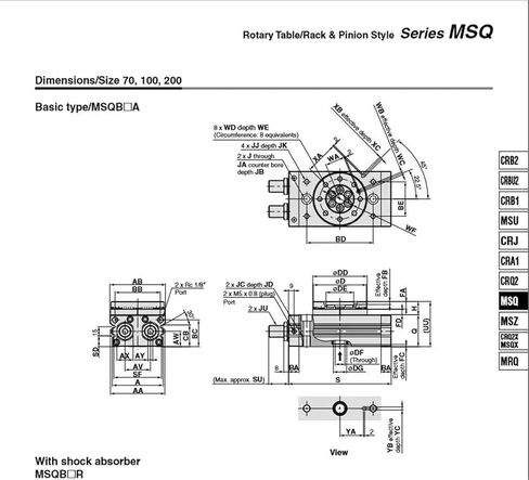 اكتب HRQ MSQB10A MSQB20A MSQB30A MSQB50A الأسطوانة الهوائية الدوارة MSQB50R 90 درجة 180 درجة MSQB10R MSQB20R MSQB30R 50R (MSQB 30A) in Kuwait