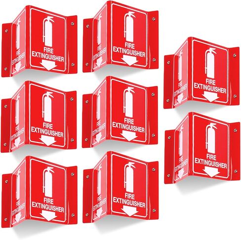 T&R Fire Extinguisher Sign, Fire Extinguisher with Down Arrow - 8 Pack - 8 x 6 Inches Acrylic, 4 pre-drilled holes, Includes Matching Screws, Use for Home Office/Business in Kuwait