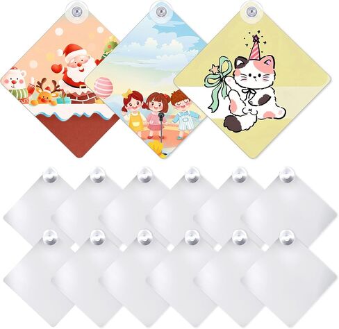 12 Pcs 5.5" x 5.5" Sublimation Blanks Suction Cup Car Window Sign, Metal Signs Blanks Removable Car Safety Warning Signs for Heat Thermal Transfer DIY Picture and Custom Design Work in Saudi Arabia
