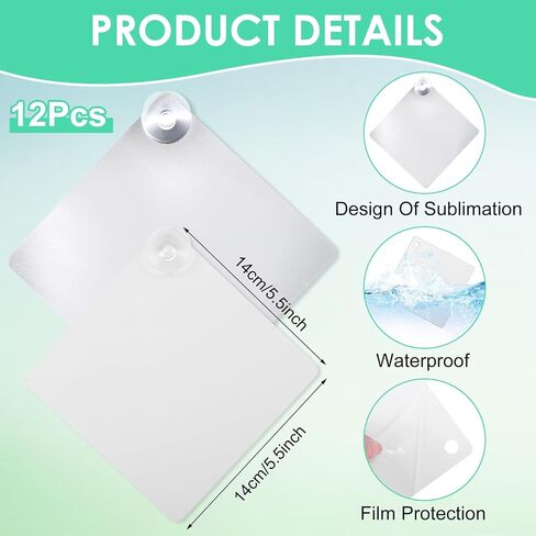 12 Pcs 5.5" x 5.5" Sublimation Blanks Suction Cup Car Window Sign, Metal Signs Blanks Removable Car Safety Warning Signs for Heat Thermal Transfer DIY Picture and Custom Design Work in Saudi Arabia