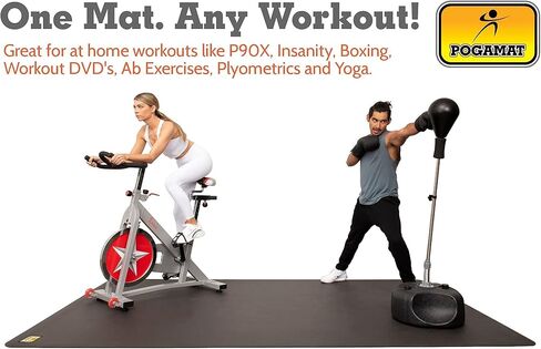 حصيرة تمرين كبيرة متميزة - 6 أقدام × 6 قدم × 1/4 "سميك سميك متين لمكانة للأرضيات الصالة الرياضية - تعمل بشكل رائع لجميع أمراض القلب ، حصيرة اليوغا ، حصيرة دراجة تمرين - استخدم مع أو بدون حذاء in Kuwait