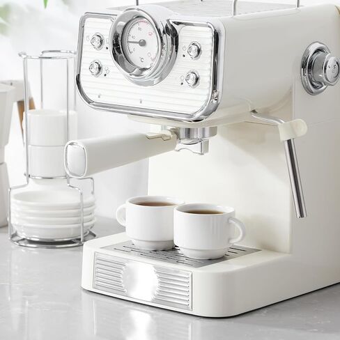 Malacasa 2.5 Oz Porcelain Espresso Cups مع Saucers ومجموعة من الحامل المعدني من 4 ، أكواب الكابتشينو القابلة للتكديس ، كوب Expresso White Expresso لمشروبات القهوة ، لاتيه ، الشاي in Kuwait
