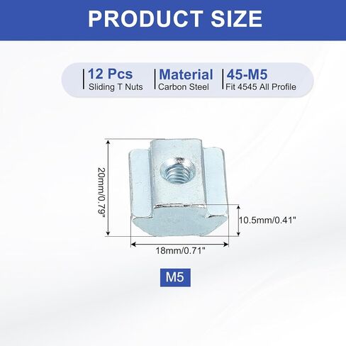 Patikil M10 Sliding T Nuts ، 12 pcs Hammer Head Fastener Nut Thread T Slide Drop في المكسرات للمعايير الأوروبية 4545 Series 10 مم T-Slot Aluminium Profusion in Kuwait
