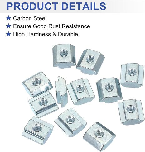 Patikil M10 Sliding T Nuts ، 12 pcs Hammer Head Fastener Nut Thread T Slide Drop في المكسرات للمعايير الأوروبية 4545 Series 10 مم T-Slot Aluminium Profusion in Kuwait