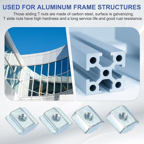 Patikil M10 Sliding T Nuts ، 12 pcs Hammer Head Fastener Nut Thread T Slide Drop في المكسرات للمعايير الأوروبية 4545 Series 10 مم T-Slot Aluminium Profusion in Kuwait