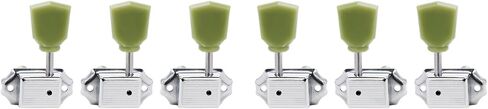 Banworks Vintage '50S Style Guitar Tuning Pegs مفاتيح 15: 1 نسبة 3L3R آلات توليف السلسلة الغيتار 8 مم (5/16 ") ثقوب PEG لـ Les Paul LP SG ES Pack من 6 JT/JXQ-06 Golden مع زر Keystone الأخضر in Kuwait