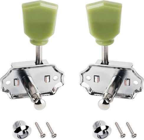 Banworks Vintage '50S Style Guitar Tuning Pegs مفاتيح 15: 1 نسبة 3L3R آلات توليف السلسلة الغيتار 8 مم (5/16 ") ثقوب PEG لـ Les Paul LP SG ES Pack من 6 JT/JXQ-06 Golden مع زر Keystone الأخضر in Kuwait