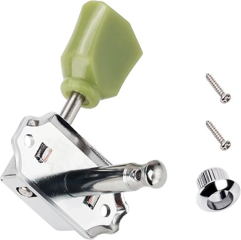 Banworks Vintage '50S Style Guitar Tuning Pegs مفاتيح 15: 1 نسبة 3L3R آلات توليف السلسلة الغيتار 8 مم (5/16 ") ثقوب PEG لـ Les Paul LP SG ES Pack من 6 JT/JXQ-06 Golden مع زر Keystone الأخضر in Kuwait