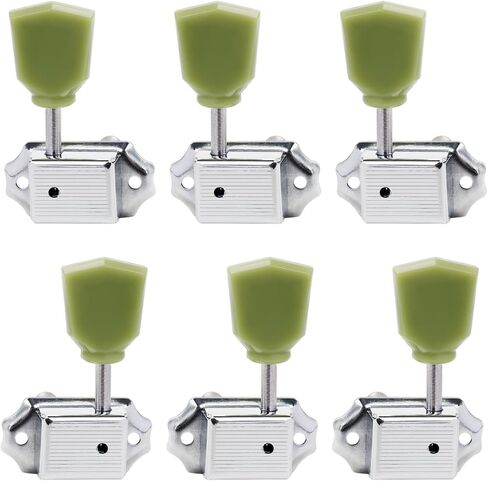 Banworks Vintage '50S Style Guitar Tuning Pegs مفاتيح 15: 1 نسبة 3L3R آلات توليف السلسلة الغيتار 8 مم (5/16 ") ثقوب PEG لـ Les Paul LP SG ES Pack من 6 JT/JXQ-06 Golden مع زر Keystone الأخضر in Kuwait
