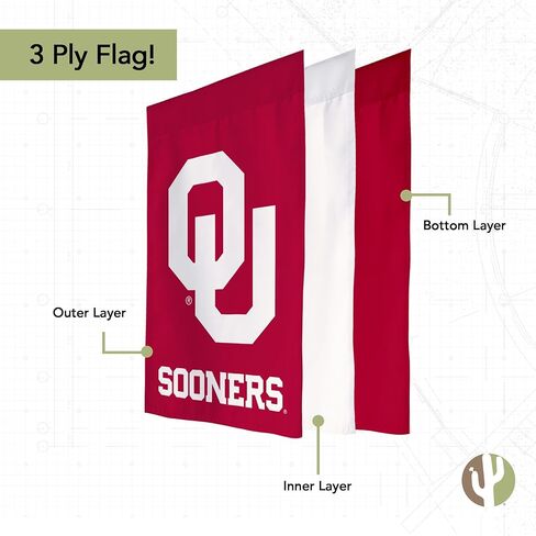 Desert Cactus The University of Oklahoma TUO Garden Flag – 19 x 12 inch Oklahoma Sooners Banner, For Outdoor Display and Events (Design E) in Kuwait