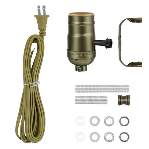 Lamp kit with 12 Feet Cord for DIY lamp and Table Lamp，2 Way Lamp Socket Repair Or Rewire The Vintage Lighting Fixtures,Antique Brass Lamp Kits for Do It Yourself in Saudi Arabia