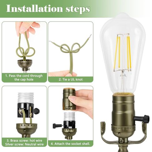 Lamp kit with 12 Feet Cord for DIY lamp and Table Lamp，2 Way Lamp Socket Repair Or Rewire The Vintage Lighting Fixtures,Antique Brass Lamp Kits for Do It Yourself in Saudi Arabia