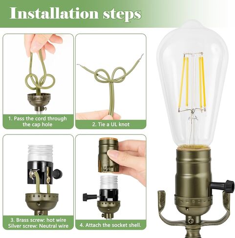 Lamp kit with 12 Feet Cord for DIY lamp and Table Lamp，2 Way Lamp Socket Repair Or Rewire The Vintage Lighting Fixtures,Antique Brass Lamp Kits for Do It Yourself in Saudi Arabia