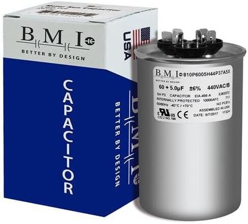 60+5 MFD uf Micro Farad 370 or 440 Volt Dual Run Round Capacitor 60/5/370-440R for Condenser Straight Cool or Heat Pump Air Conditioner in Saudi Arabia