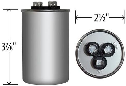 60+5 MFD uf Micro Farad 370 or 440 Volt Dual Run Round Capacitor 60/5/370-440R for Condenser Straight Cool or Heat Pump Air Conditioner in Saudi Arabia