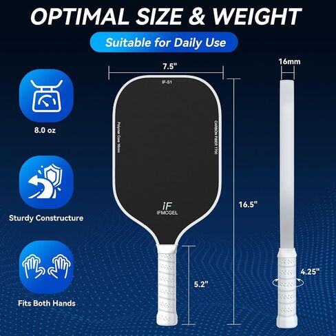 Pickleball Paddles ، مجداف ألياف الكربون المخلل مع قلب PP 16 مم من أجل Ultimate Spin & Power ، The Pickleball Gracket مثالية للبالغين ، هدايا المخلل للنساء ، الرجال in Saudi Arabia