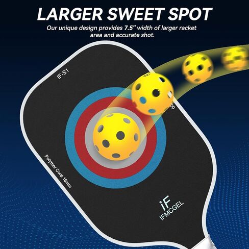 Pickleball Paddles ، مجداف ألياف الكربون المخلل مع قلب PP 16 مم من أجل Ultimate Spin & Power ، The Pickleball Gracket مثالية للبالغين ، هدايا المخلل للنساء ، الرجال in Saudi Arabia