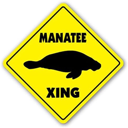 Manatee Crossing Sign Novelty Gift Mammal Sea Cow Gulf Manatees Swim Seacow Sticker 8"x8" in Saudi Arabia