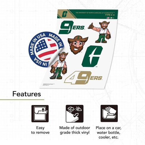 Desert Cactus University of North Carolina Charlotte sticker UNCC Forty Niners 49ers Sticker Vinyl Scals Laptop Water Bottle Scrapbook T2 (Type 2-4) in Kuwait