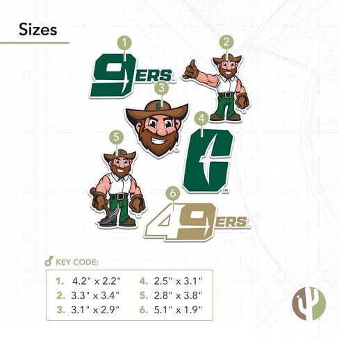 Desert Cactus University of North Carolina Charlotte sticker UNCC Forty Niners 49ers Sticker Vinyl Scals Laptop Water Bottle Scrapbook T2 (Type 2-4) in Kuwait