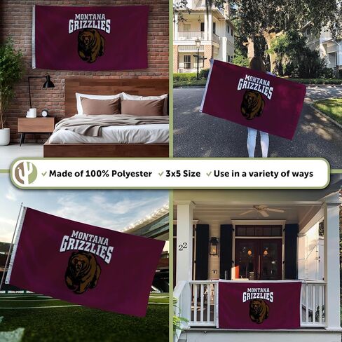 Desert Cactus University of Montana UM Flag - 3 × 5 أقدام لافتة Grizzlies ، نسيج متين داخلي/خارجي ، تصميم البوليستر بنسبة 100 ٪ (النمط 1) in Kuwait