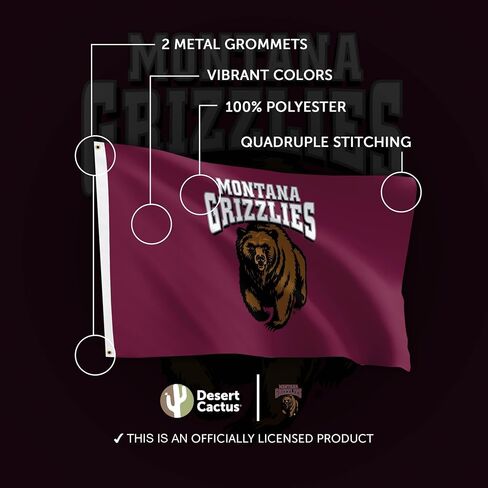 Desert Cactus University of Montana UM Flag - 3 × 5 أقدام لافتة Grizzlies ، نسيج متين داخلي/خارجي ، تصميم البوليستر بنسبة 100 ٪ (النمط 1) in Kuwait