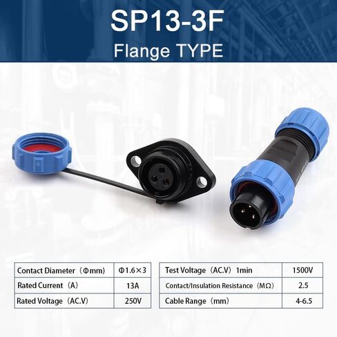 SP13 Type Waterproof Connector Socket Electrical Cable Wire Outdoor IP68 Industrial Connectors Male Female(Sp13-5f) in Kuwait